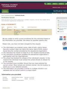 National Student Clearinghouse: No Sabrina M Taylor currently enrolled at UW Seattle